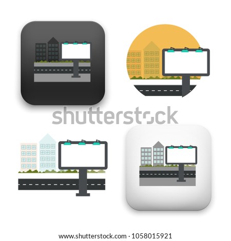 flat Vector icon - illustration of blank billboard in the city near road