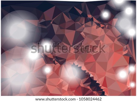 Abstract low poly triangular background with blur light dots. Raster clip art.