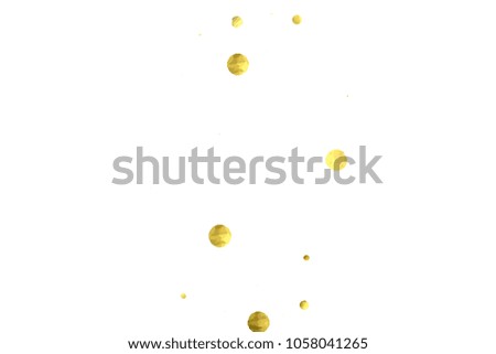 Foil gold confetti. Glow vector celebrate background. Watercolor golden sparkles and dots. Explosion backdrop. Luxury invitation card template. Falling gold confetti. Glitter background. 