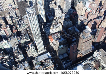 An overhead view of New York City.