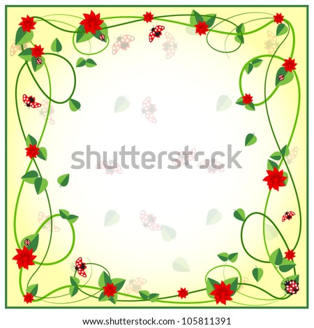 Gift card with ladybug and flowers