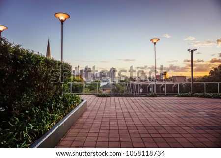 Best Sydney skyline view from a patio at dusk