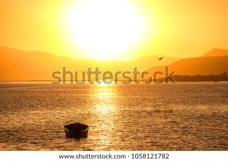 Sunset at beautiful lake