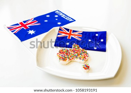 Australia Day Celebration foods with Australia day flag and serviettes