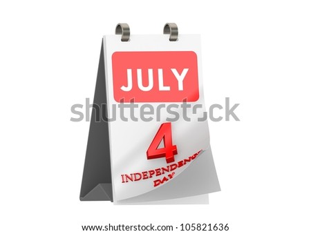 Calendar JULY 4, Independence Day of USA