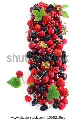 Summer berries on a white background