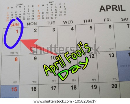 Concept of calendar on april with word april fool's day