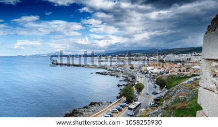 View of Rethymo town and sea from Fortrezza, Crete, Greece
