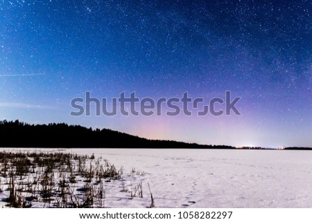 night frozen lake