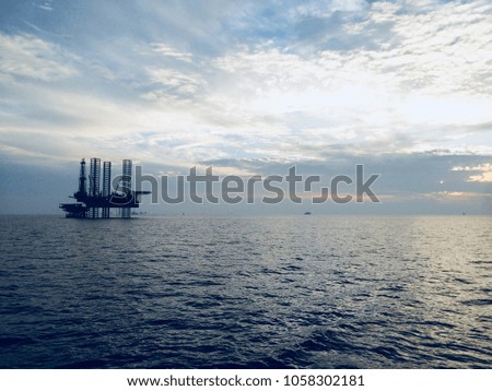 offshore oilfield platform and rig image, oil and gas field offshore image, ocean sky and offshore oilfield