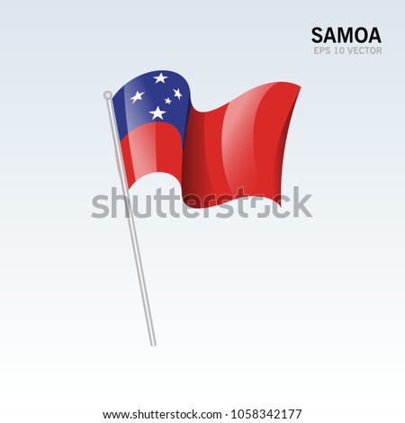 Samoa waving flag isolated on gray background