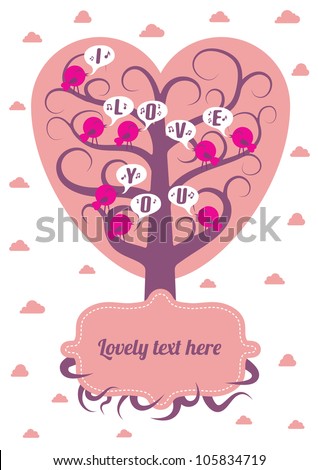 Tree with birds. Vector illustration.