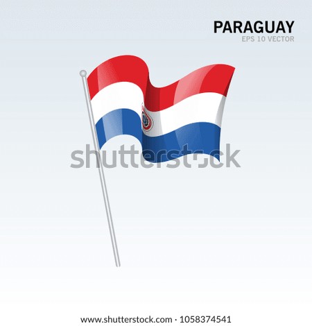 paraguay waving flag isolated on gray background