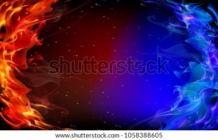 Abstract red and blue fire