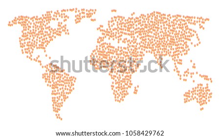 Global world pattern map combined of award pictograms. Vector award scatter flat pictograms are united into mosaic continent plan.