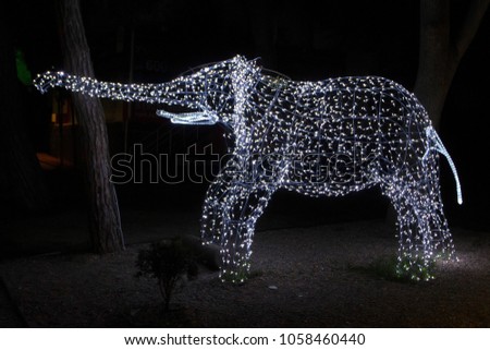 Elephant made from Christmas light