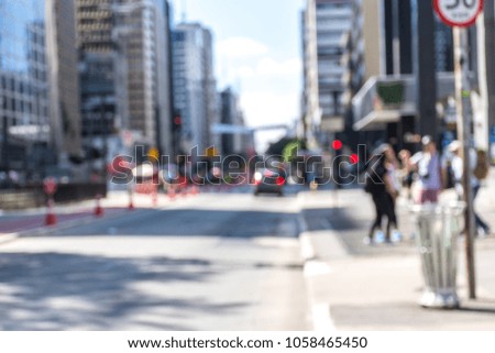 Semaphore image and signs with blur effect traffic sign