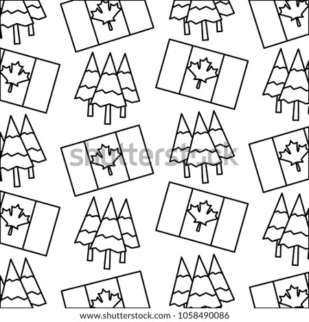 canadian forest pine and flag with maple leaf pattern