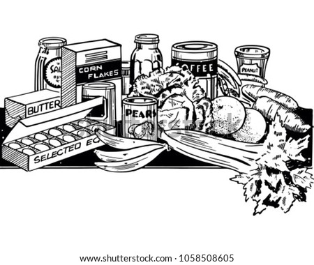 Wholesome Foods - Retro Clip Art Illustration