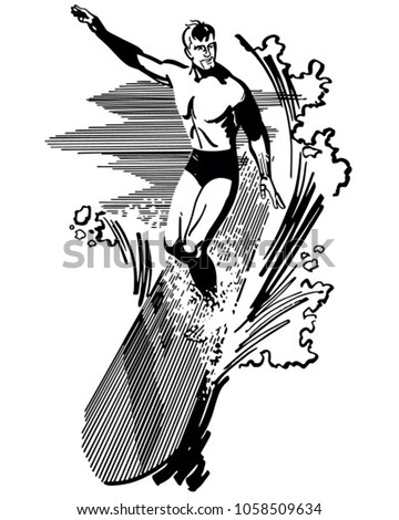 Surfer - Retro Clip Art Illustration