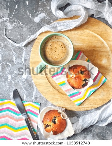 homemade muffins lactose free with a cup of fresh cappuccino 