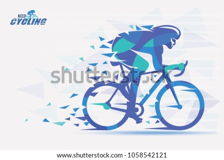 Cycling race stylized backgrond with motion color effects of tirangle splints