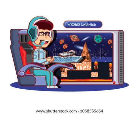 boy playing with video game console