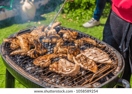 barbecue meat in summer

