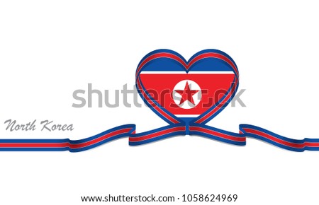 north korea flag and love ribbon