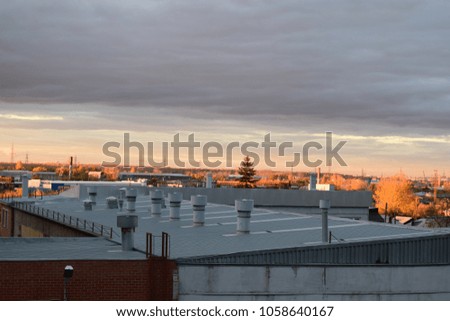 Autumn Sunset over an Urban Neighborhood (Chelyabinsk, Russia)