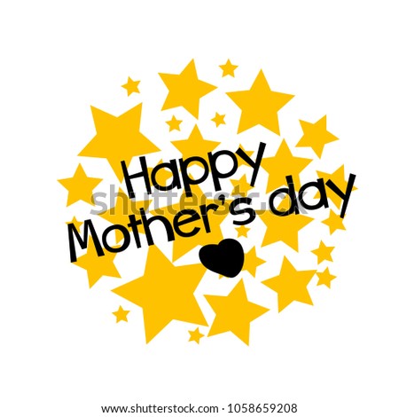 Happy mother's day label or sign with star background