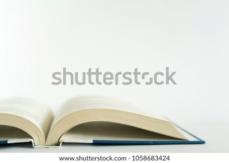 Open book pages on white background