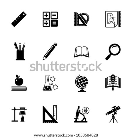 Education icon set. Can be used for topics like lesson, school, university, supplies