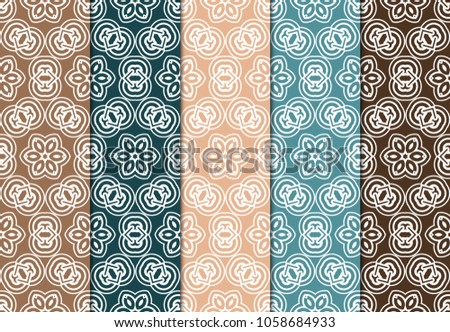 set of abstract with geometric seamless pattern and design elements for scrapbook. vector illustration. color
