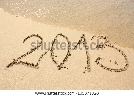2013 year on the beach Royalty-Free Stock Photo #105871928