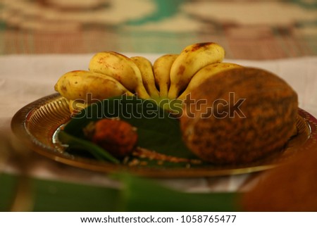 This is a picture of Traditional elements used in Hindu wedding in Kerala