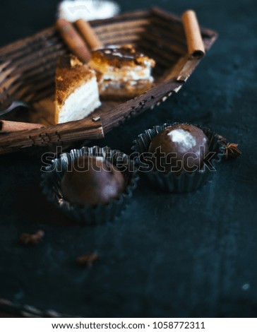 Cupcakes on a dark background still life