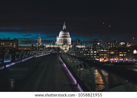 St Paul's Cathedral and Millennium Bridge, London.