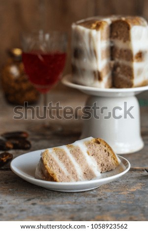 biscuit cake with white cream 
