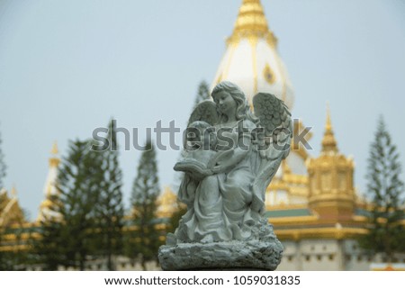 Angel statue in the temple, Roied ,Thailand