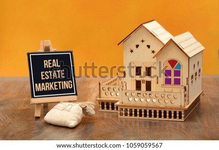 Real Estate Marketing sign with 3D house Miniature
