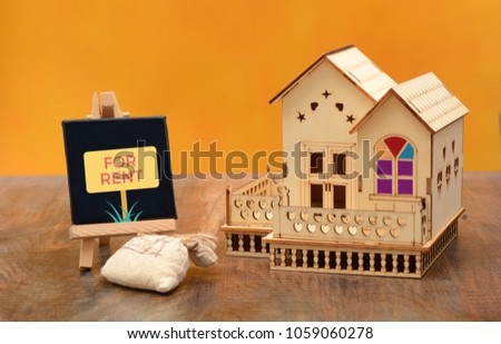 Home for Rent Sign with House miniature