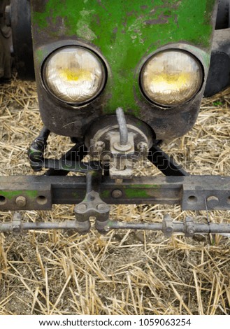 Headlight of old tractor