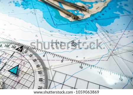Navigational Compass with map, Toronto, Canada Royalty-Free Stock Photo #1059063869