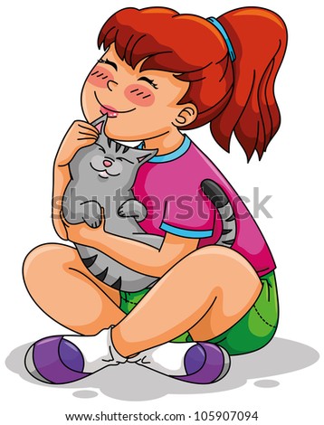 girl hugging her cat (jpeg version available in my gallery)