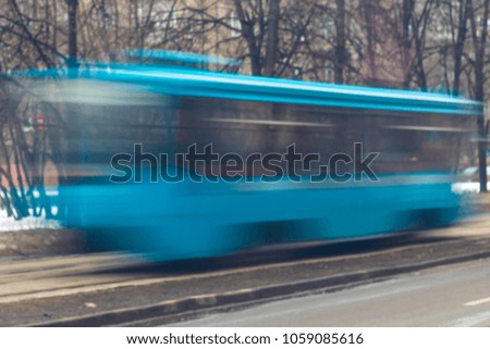 Silhouette of a speeding tram