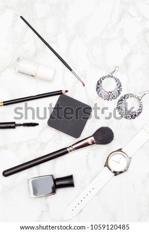 Black and white accessories for women. Monochrome