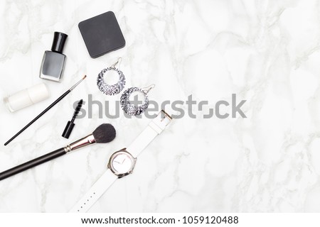 Black and white accessories for women. Monochrome