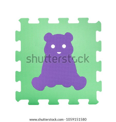 Colourful bear puzzle. Animal puzzle piece isolated on white background. Animal learning block for children education.