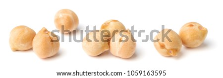 closeup of dried chickpeas isolated on white Royalty-Free Stock Photo #1059163595